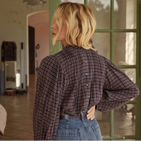 Doen Amadea Top in Midnight St Germain Plaid - Picture 2 of 5